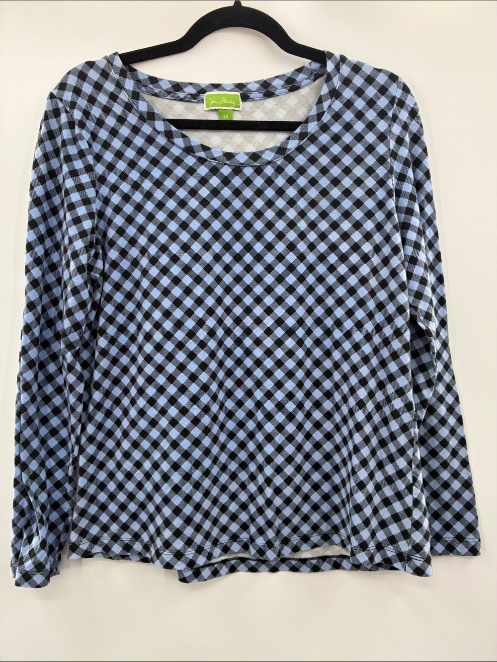 3 for$20 Vera Bradley Blue and Black Gingham Long-Sleeve Top size M